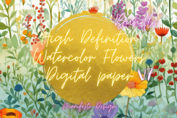 Watercolor Flowers Digital Paper Bundle for Creators